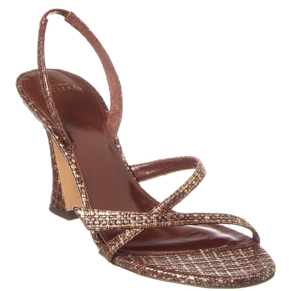 Alexandre Birman Metallic Brown Tweed Slingback Heels